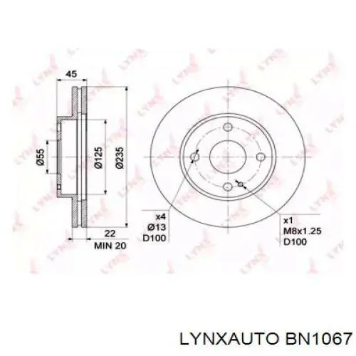 BN1067 Lynxauto freno de disco delantero