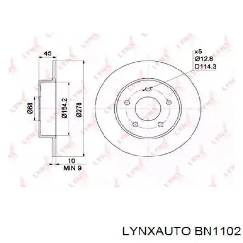 BN1102 Lynxauto disco de freno trasero