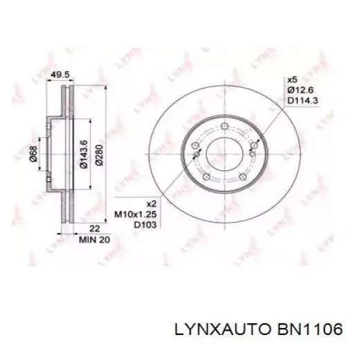 BN1106 Lynxauto freno de disco delantero