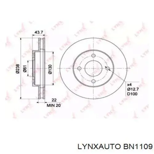 BN1109 Lynxauto freno de disco delantero