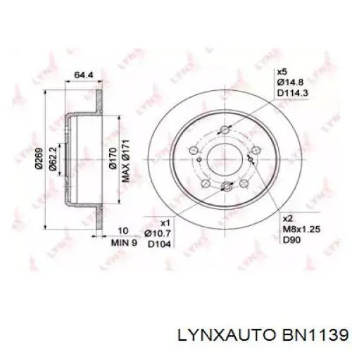 BN1139 Lynxauto disco de freno trasero