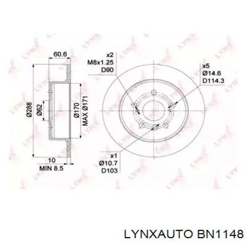 BN1148 Lynxauto disco de freno trasero