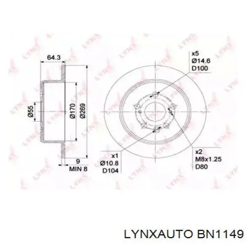 BN1149 Lynxauto disco de freno trasero