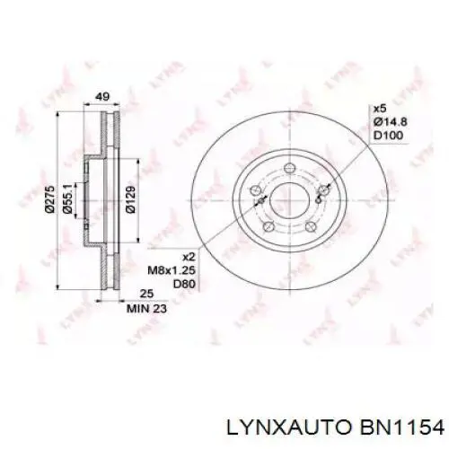 BN1154 Lynxauto freno de disco delantero