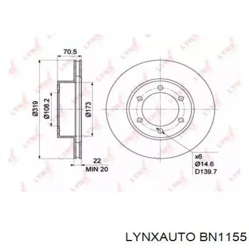 BN1155 Lynxauto freno de disco delantero