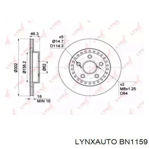 BN1159 Lynxauto freno de disco delantero