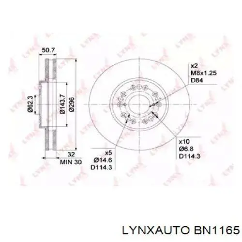 BN1165 Lynxauto freno de disco delantero