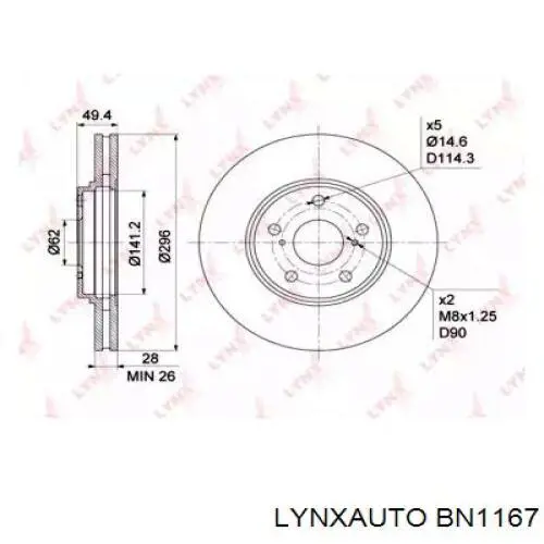 BN1167 Lynxauto freno de disco delantero