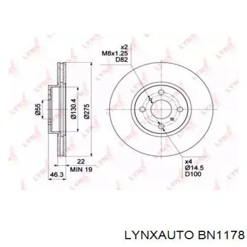 BN1178 Lynxauto freno de disco delantero