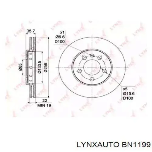 BN1199 Lynxauto freno de disco delantero