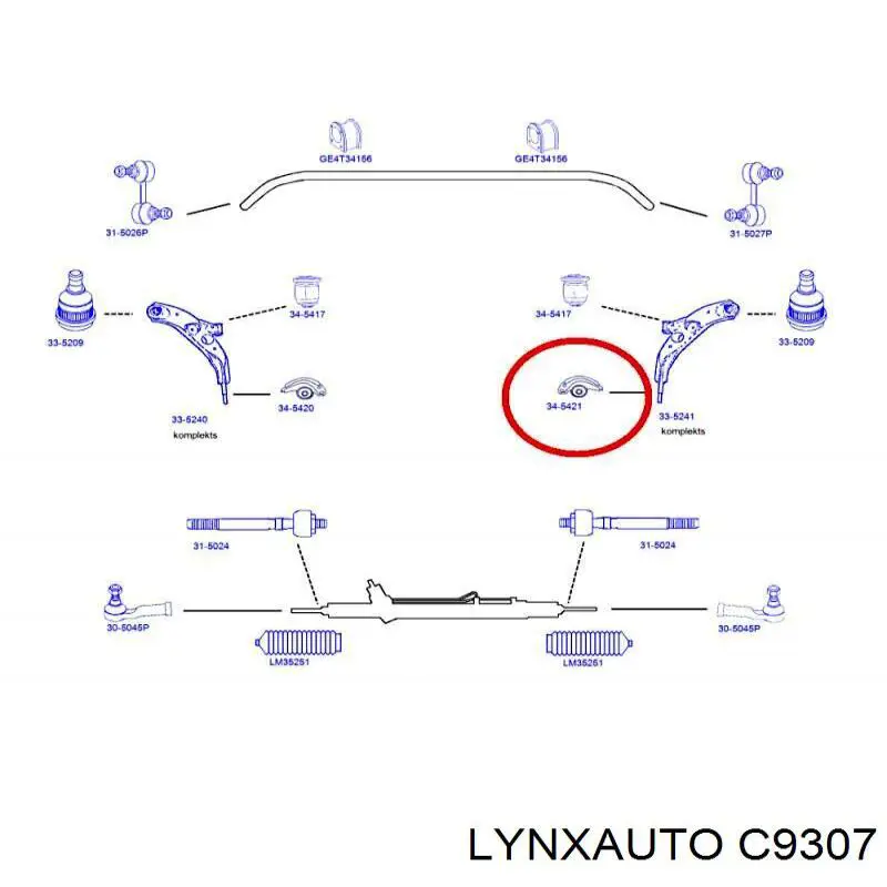 C9307 Lynxauto silentblock de suspensión delantero inferior