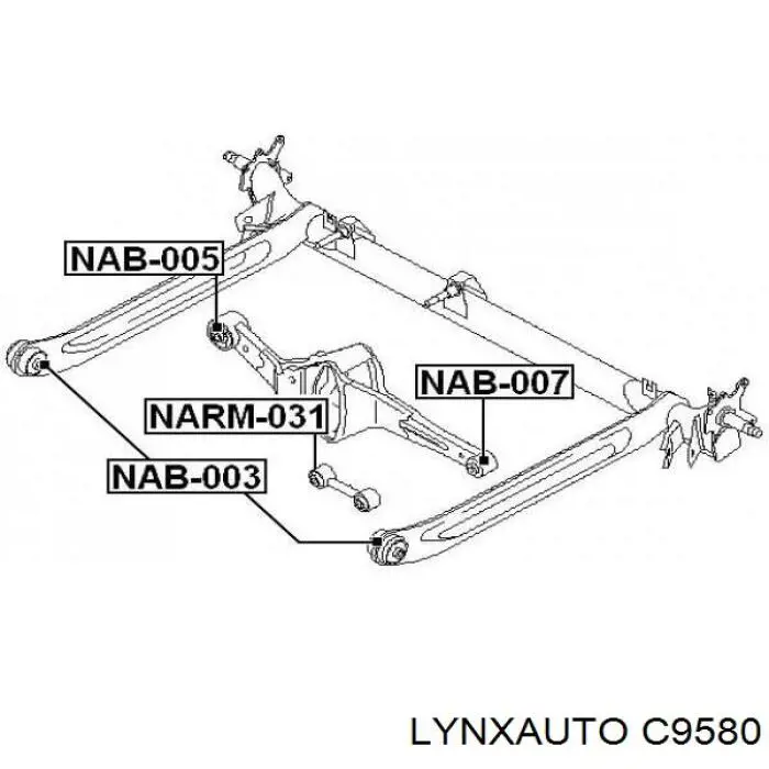 C9580 Lynxauto silentblock de brazo suspensión trasero transversal