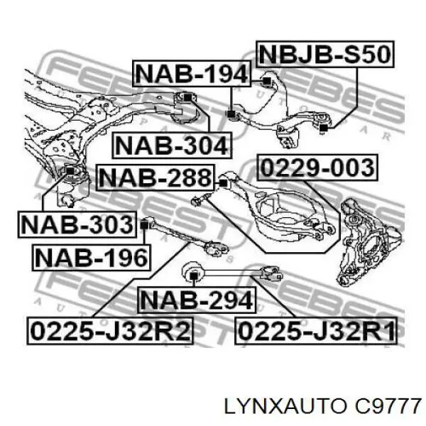 C9777 Lynxauto bloque silencioso trasero brazo trasero delantero