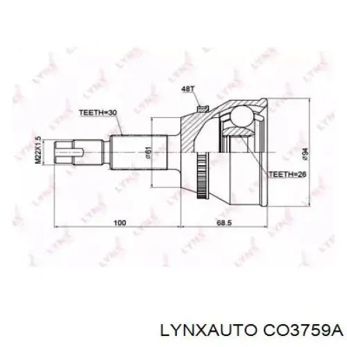 CO3759A Lynxauto junta homocinética exterior delantera