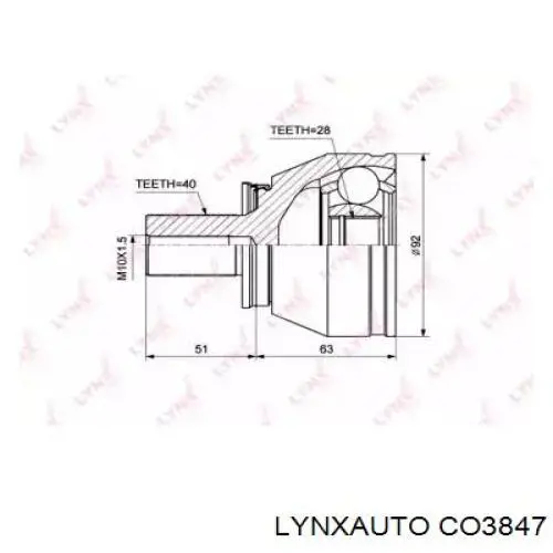 CO3847 Lynxauto junta homocinética exterior delantera