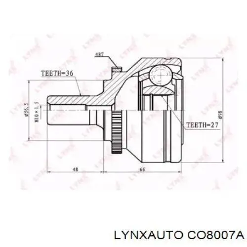 CO8007A Lynxauto junta homocinética exterior delantera