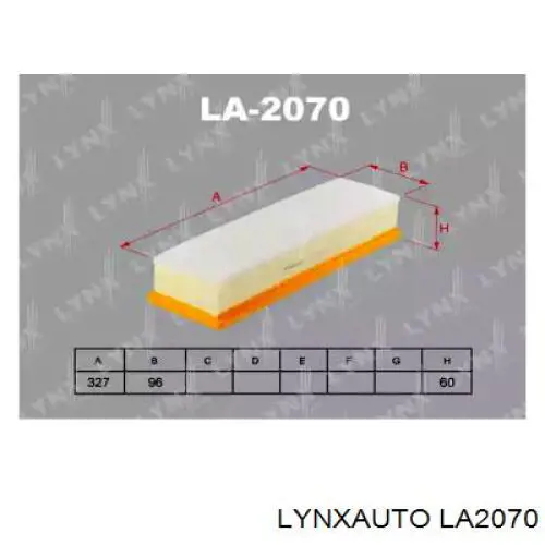 LA2070 Lynxauto filtro de aire