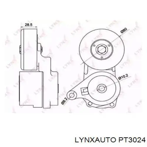 PT3024 Lynxauto tensor de correa, correa poli v