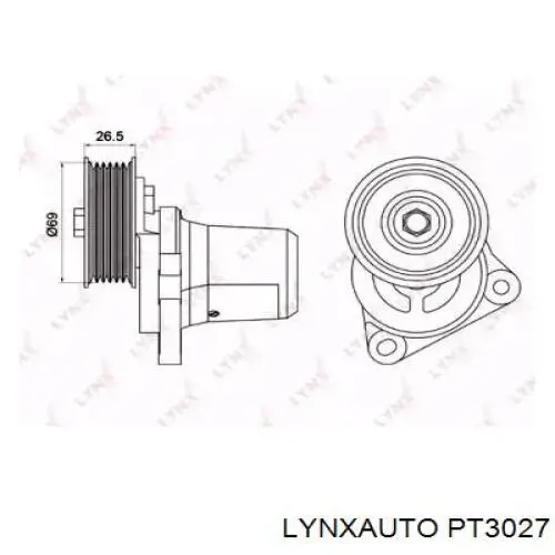 PT3027 Lynxauto tensor de correa, correa poli v