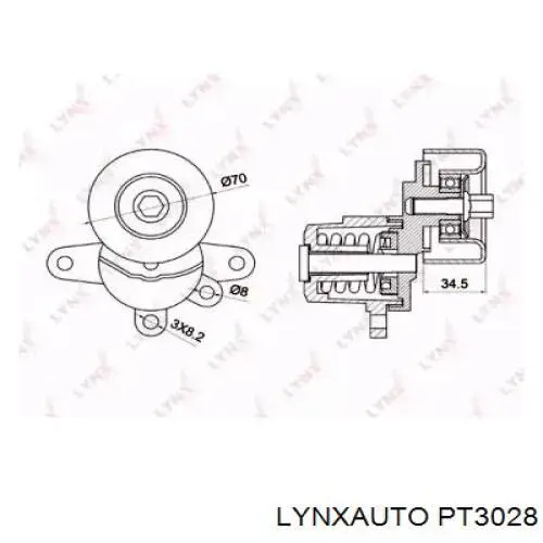 PT3028 Lynxauto tensor de correa, correa poli v