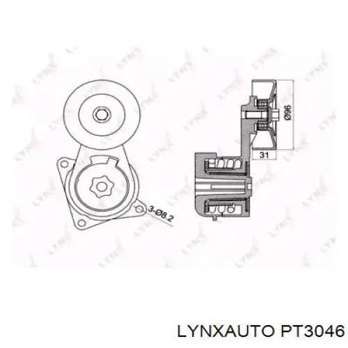 PT3046 Lynxauto tensor de correa, correa poli v