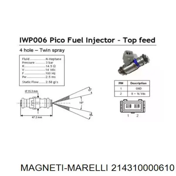 214310000610 Magneti Marelli Inyector de combustible