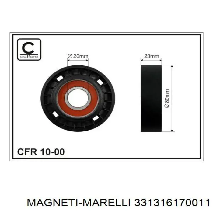 331316170011 Magneti Marelli polea inversión / guía, correa poli v
