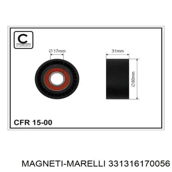 331316170056 Magneti Marelli polea inversión / guía, correa poli v