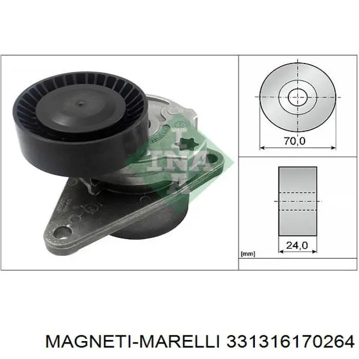 331316170264 Magneti Marelli rodillo, correa trapecial poli v