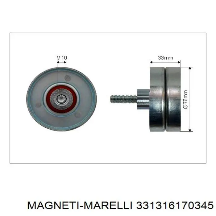 331316170345 Magneti Marelli polea inversión / guía, correa poli v