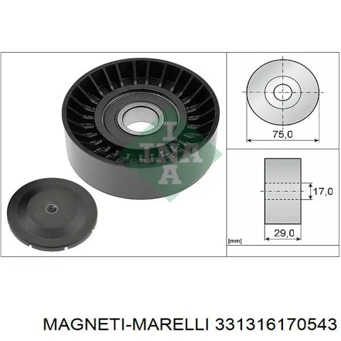 331316170543 Magneti Marelli polea inversión / guía, correa poli v