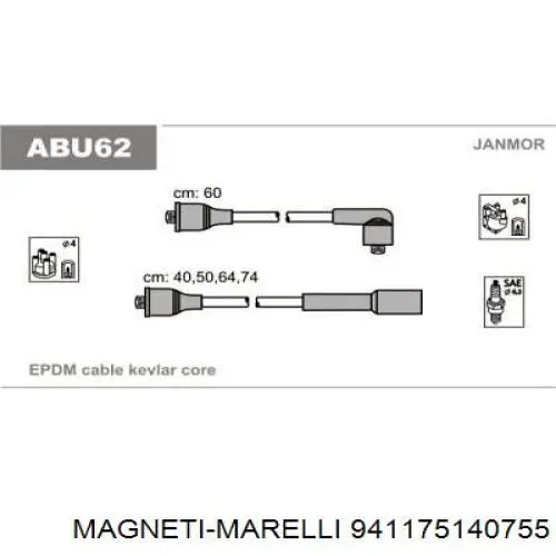 941175140755 Magneti Marelli juego de cables de encendido