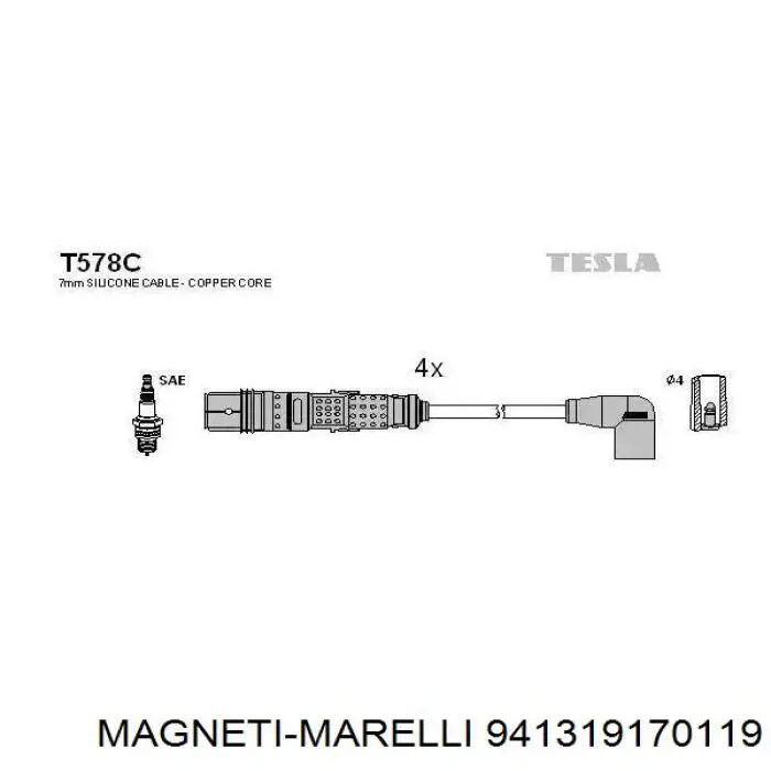 941319170119 Magneti Marelli cable de encendido, cilindro №1