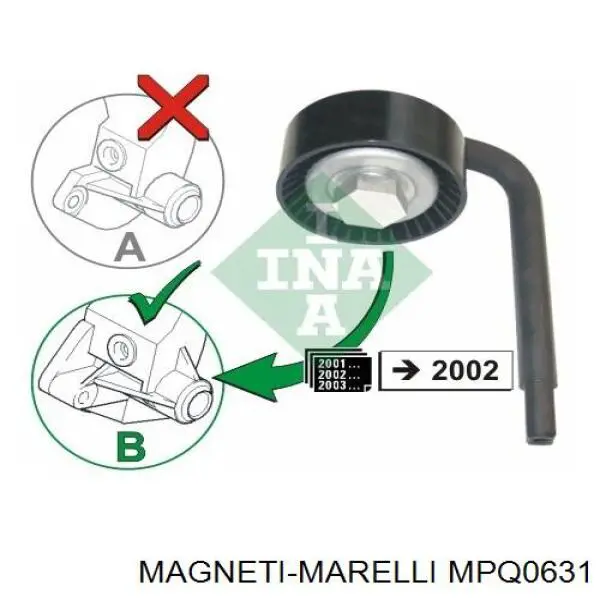 MPQ0631 Magneti Marelli rodillo, correa trapecial poli v