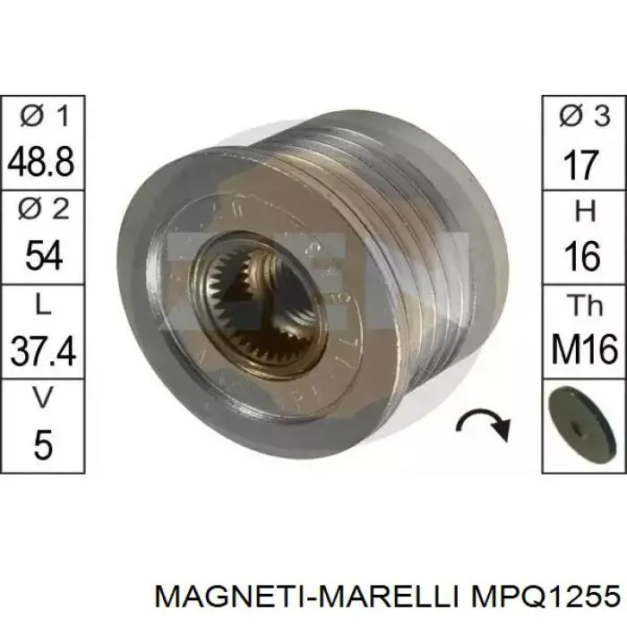 MPQ1255 Magneti Marelli polea inversión / guía, correa poli v