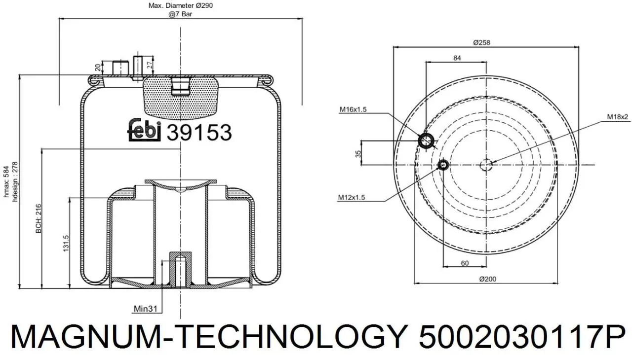 Comprar 5002030117P Magnum Technology Bolsa de aire del eje trasero