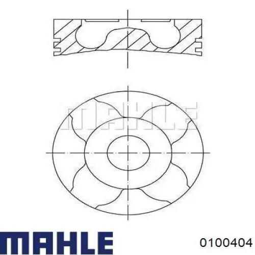 0100404 Mahle Original Pistón completo para 1 cilindro, segunda reparación (+0,50 mm)