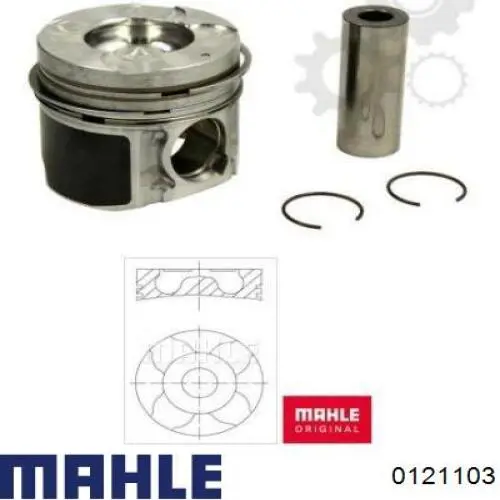 0121103 Mahle Original Pistón completo para 1 cilindro, segunda reparación (+0,50 mm)