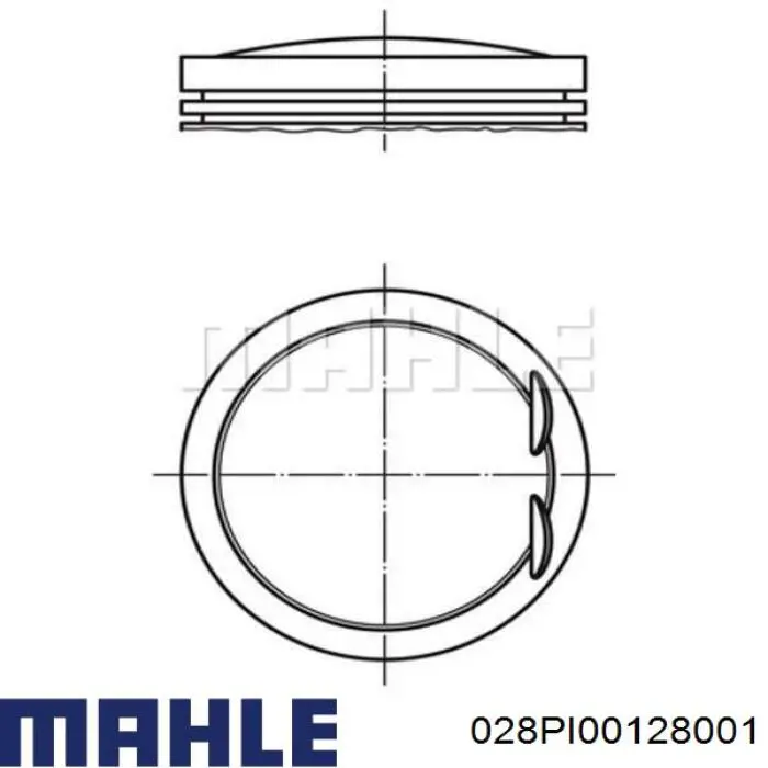 Pistón completo para un cilindro, primera sobremedida (+0,25 mm) 028PI00128001 Mahle Original