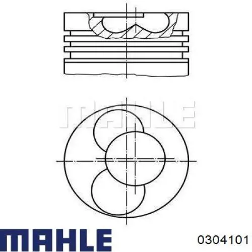 0304101 Mahle Original pistón completo para 1 cilindro, cota de reparación + 0,25 mm