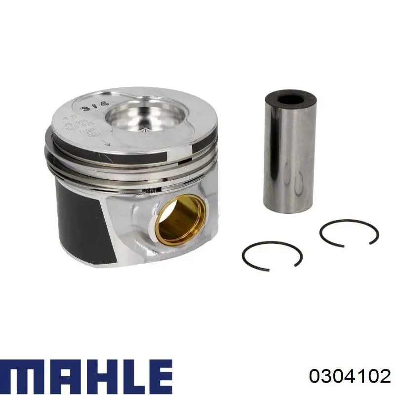 0304102 Mahle Original Pistón completo para 1 cilindro, segunda reparación (+0,50 mm)
