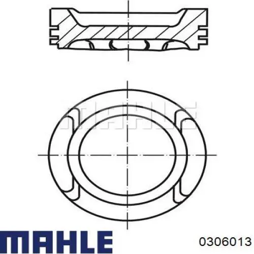 0306013 Mahle Original Pistón completo para 1 cilindro, segunda reparación (+0,50 mm)