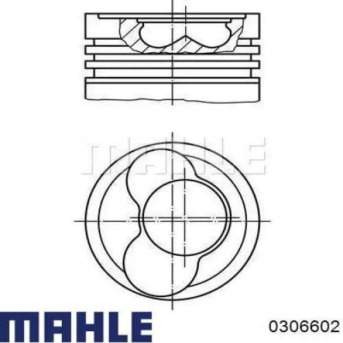 0306602 Mahle Original Pistón completo para 1 cilindro, segunda reparación (+0,50 mm)