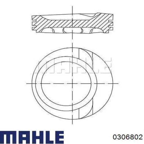 0306802 Mahle Original Pistón completo para 1 cilindro, cuarta sobremedida (+1,00 mm)