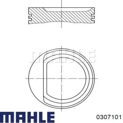 0307101 Mahle Original Pistón completo para un cilindro, primera sobremedida (+0,25 mm)
