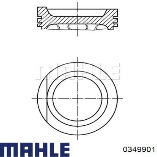 0349901 Mahle Original Pistón completo para 1 cilindro, segunda reparación (+0,50 mm)