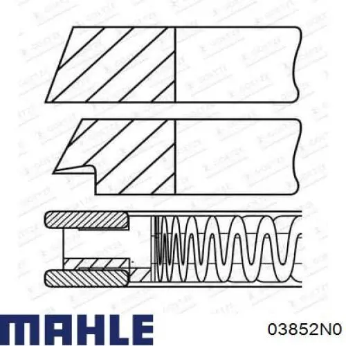 03852N0 Mahle Original juego de aros de pistón para 1 cilindro, std