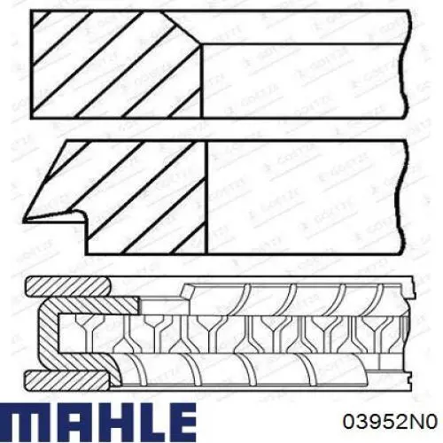 03952N0 Mahle Original juego de aros de pistón para 1 cilindro, std