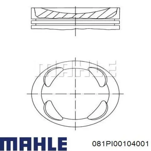 081PI00104001 Mahle Original Pistón completo para un cilindro, primera sobremedida (+0,25 mm)