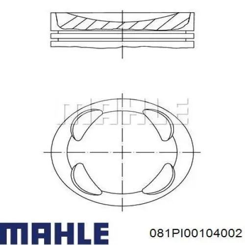 081PI00104002 Mahle Original Pistón completo para 1 cilindro, segunda reparación (+0,50 mm)